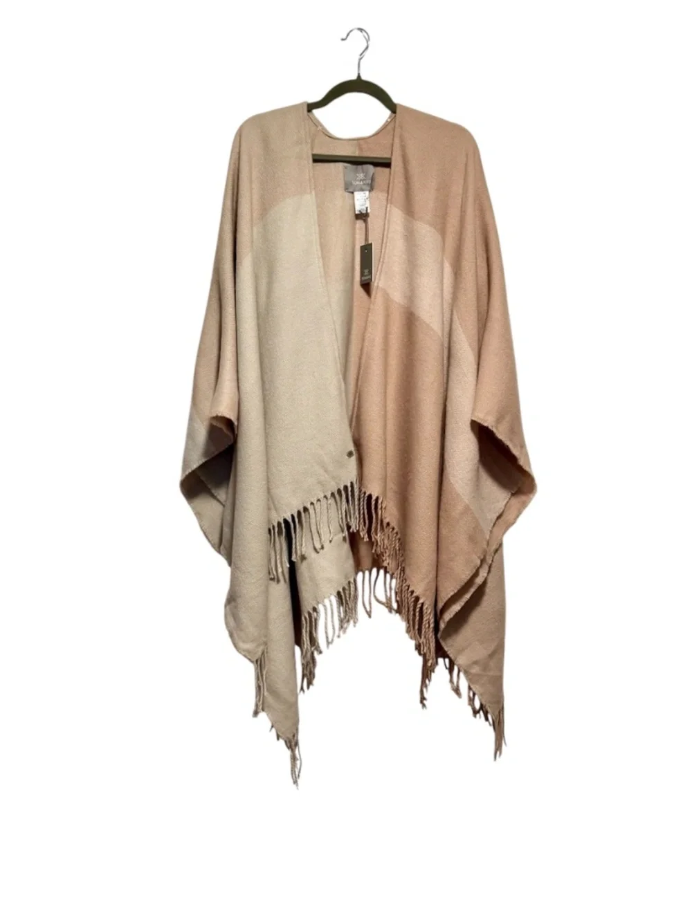 NYT Soia & Kyo Color Block Pashmina Wrap Fringe Detail Size OS